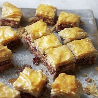 Plum and lavender baklava