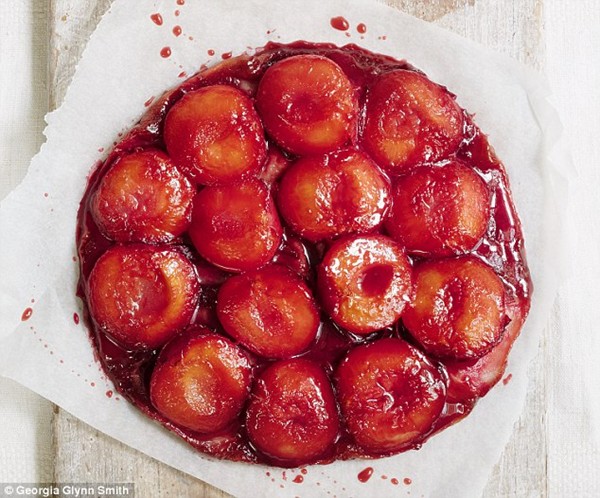 Plum and marzipan tarte Tatin