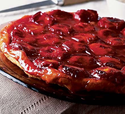 Plum and marzipan tarte Tatin
