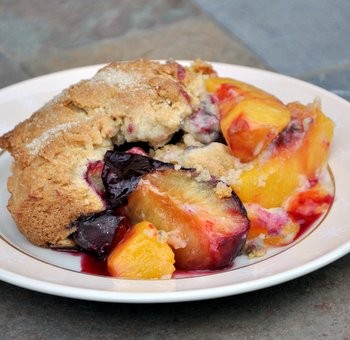 Plum and peach cobbler