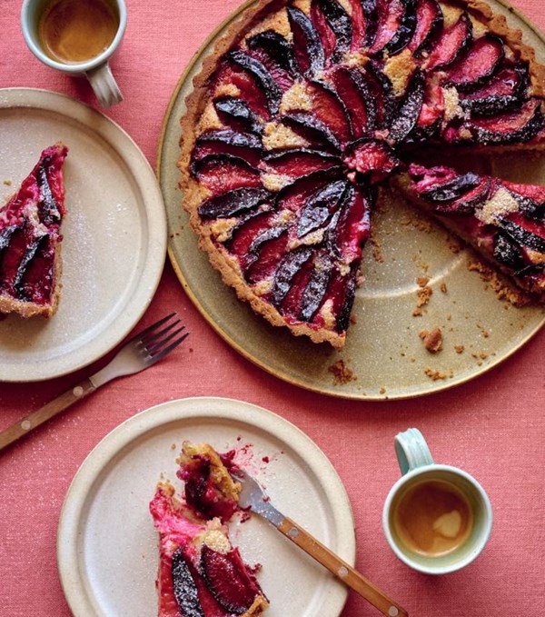 Plum and star anise frangipane tart