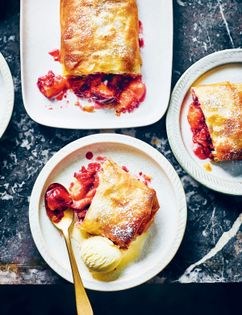 Plum and tamarind strudel