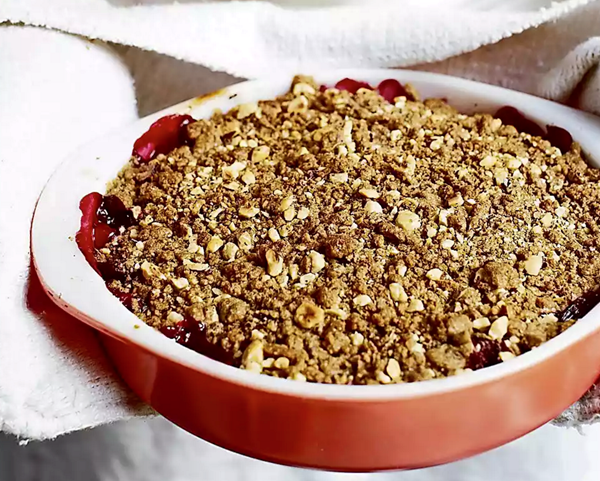 Plum and tonka rye crisp with mascarpone