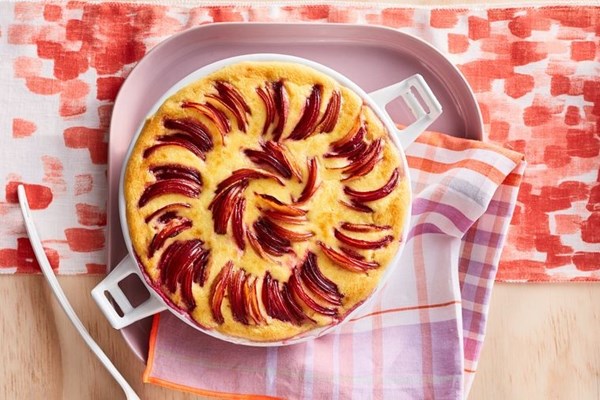 Plum baked custard