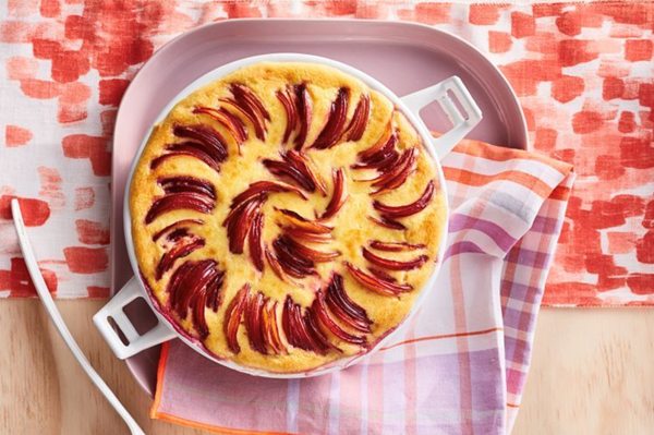 Plum baked custard