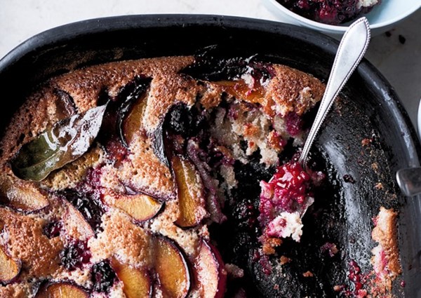 Plum, blackberry and bay friand bake 