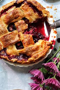 Plum blueberry balsamic pie