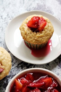 Plum, cinnamon, and almond muffins