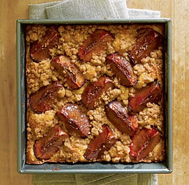 Plum coffee cake with brown sugar & cardamom streusel