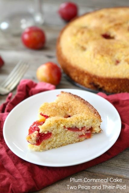Plum cornmeal cake