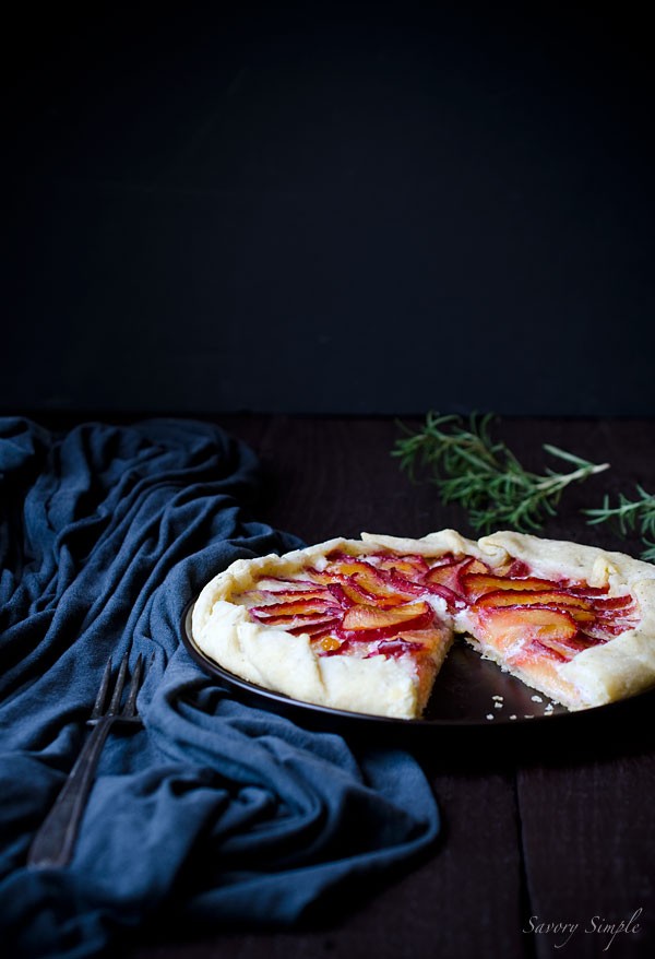 Plum galette with mascarpone and rosemary