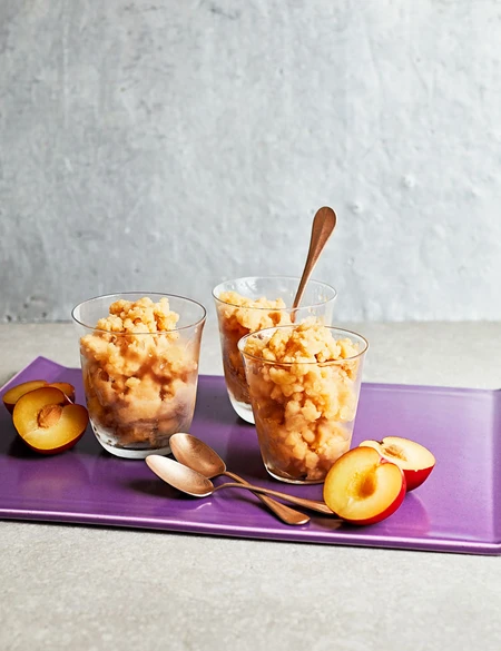 Plum, ginger and sake granita