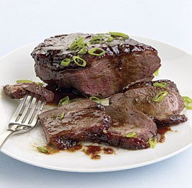 Plum-glazed duck breasts