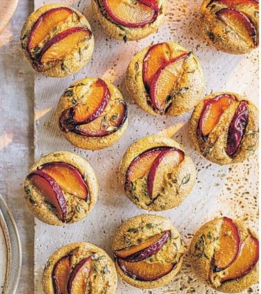 Plum, pistachio & thyme friands
