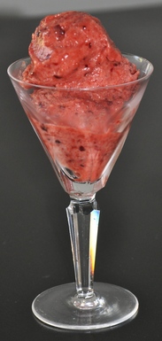 Plum sorbet with cardamom, ginger and vanilla
