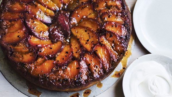 Plum upside-down cake