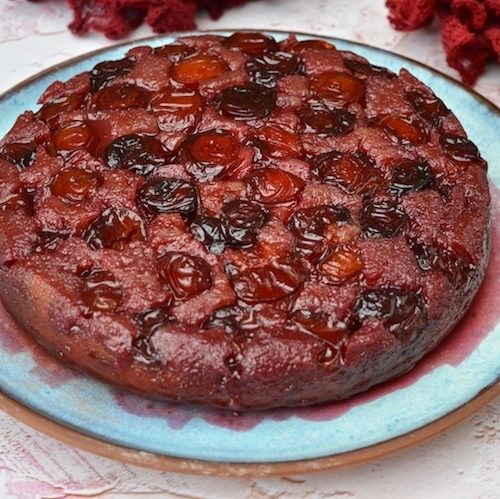 Plum upside-down cake