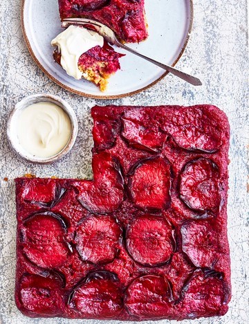 Plum upside-down cake