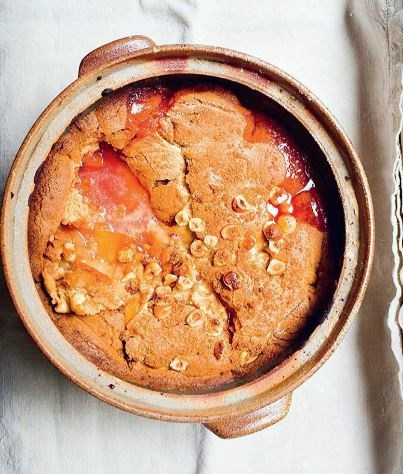 Plums, brown sugar, hazelnuts
