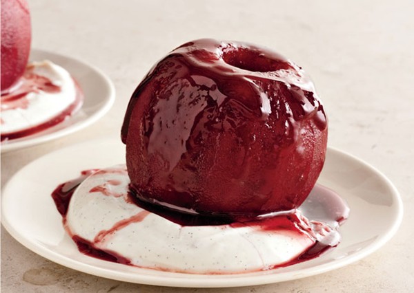 Poached apples with vanilla yogurt