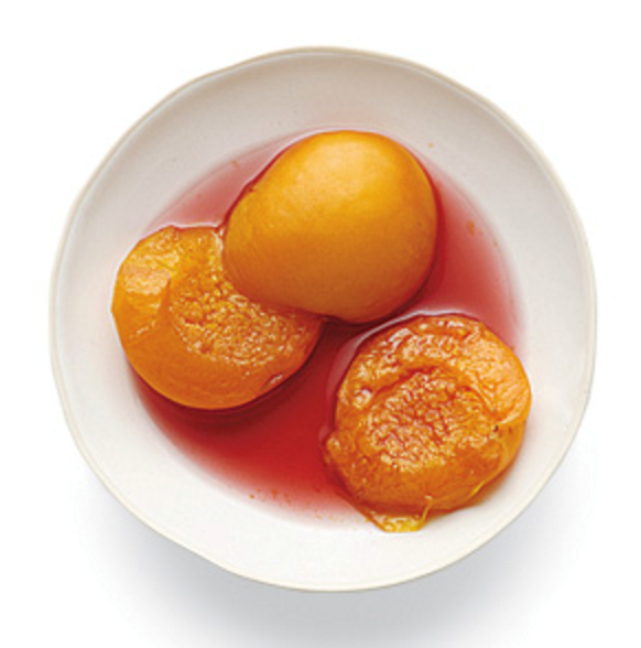 Poached apricots in spiced red wine