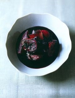 Poached autumn fruits in warm sangria