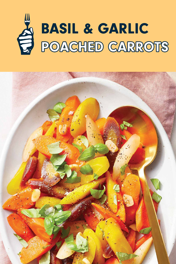 Poached carrots with basil and garlic