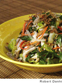 Poached chicken and cabbage salad with Vietnamese coriander