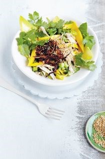 Poached chicken and mango salad
