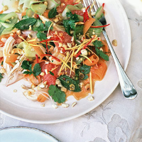 Poached chicken and pink grapefruit salad with tamarind dressing