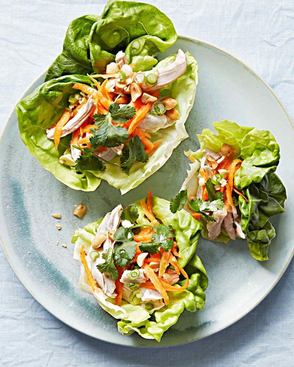 Poached-chicken cups with ginger-scallion oil