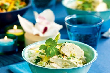 Poached chicken in coconut sauce