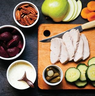 Poached chicken smorgasbord