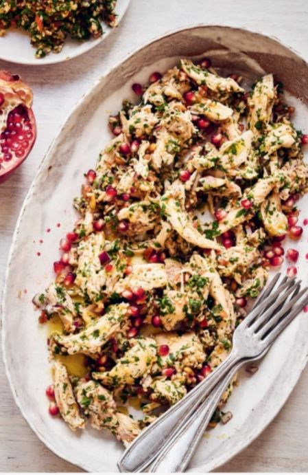 Poached chicken with citrus parsley salad