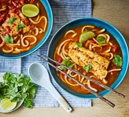 Poached hake in tomato, chilli & ginger broth