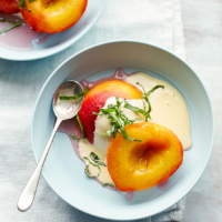 Poached peaches and muscat sabayon