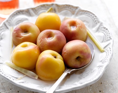 Poached peaches or apricots & lemongrass