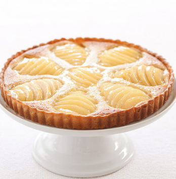 Poached pear and almond tart