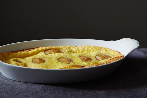 Poached pear clafoutis