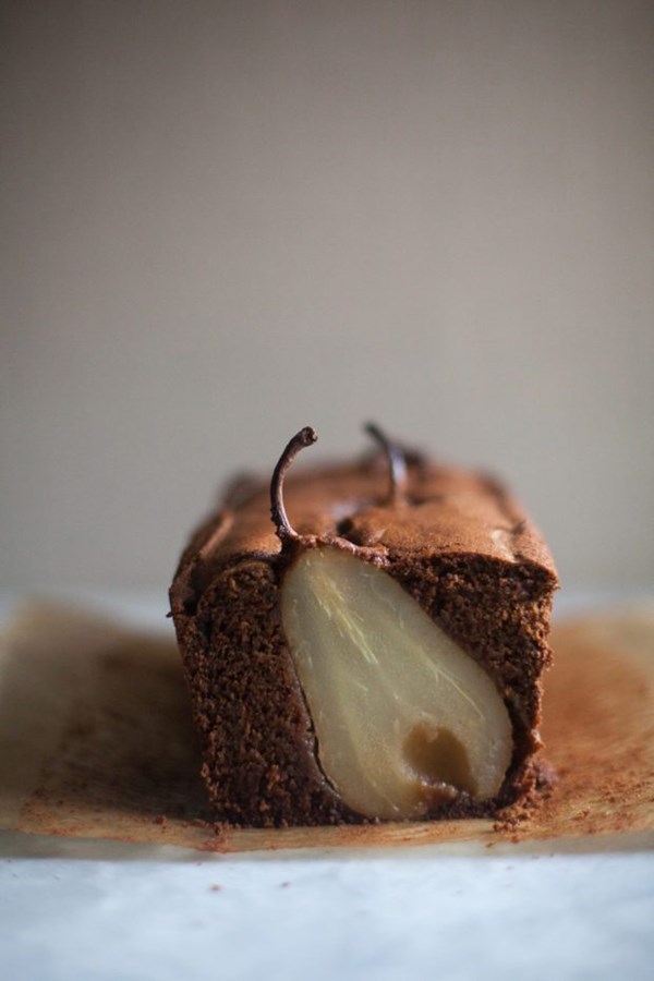 Poached pear ginger cake
