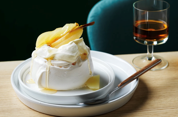 Poached pear vacherin