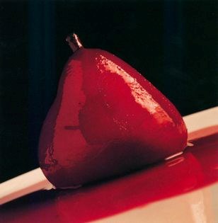 Poached pears & cinnamon ice-cream