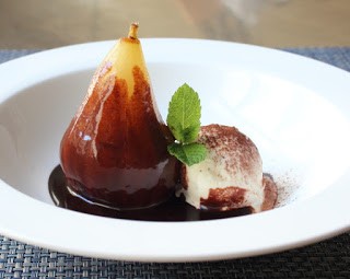 Poached pears “Belle Helene”