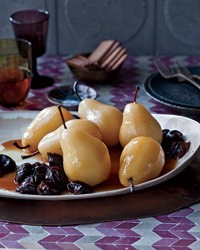 Poached pears with prunes