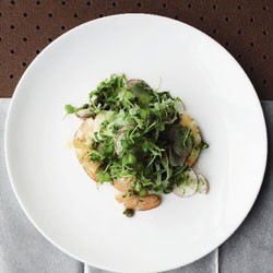 Poached prawn, fennel and radish salad with lemon caper vinaigrette