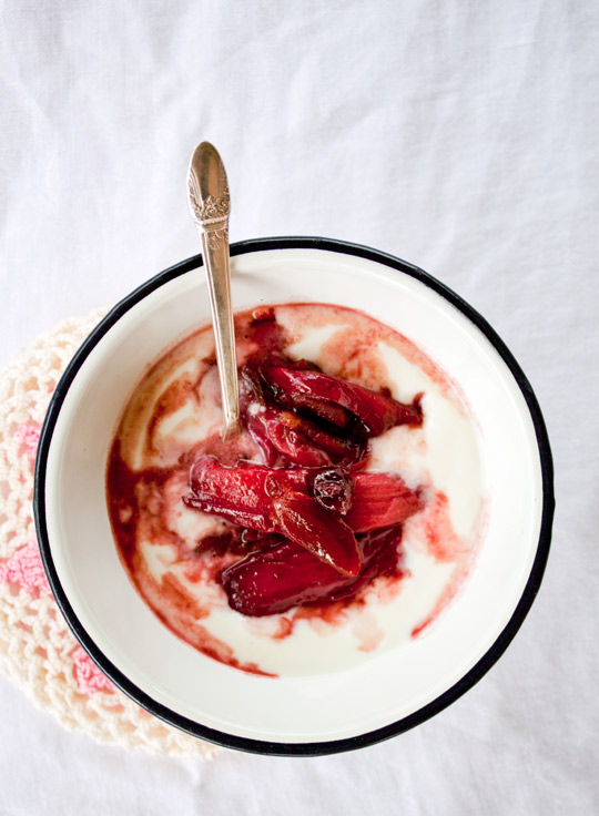 Poached rhubarb royale