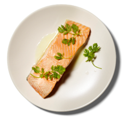 Poached salmon with coconut, curry, and lemongrass