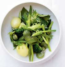 Poached spring vegetables with lemongrass-dill dressing (Estouffade printanière)