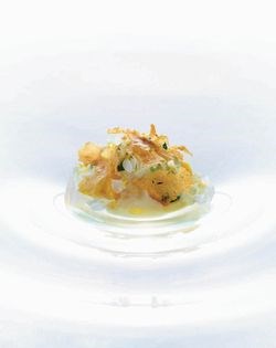 Poached trumpeter, potato cream, salted mullet roe, fermented white lentil leaves