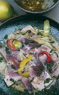Poached tuna with salmoriglio